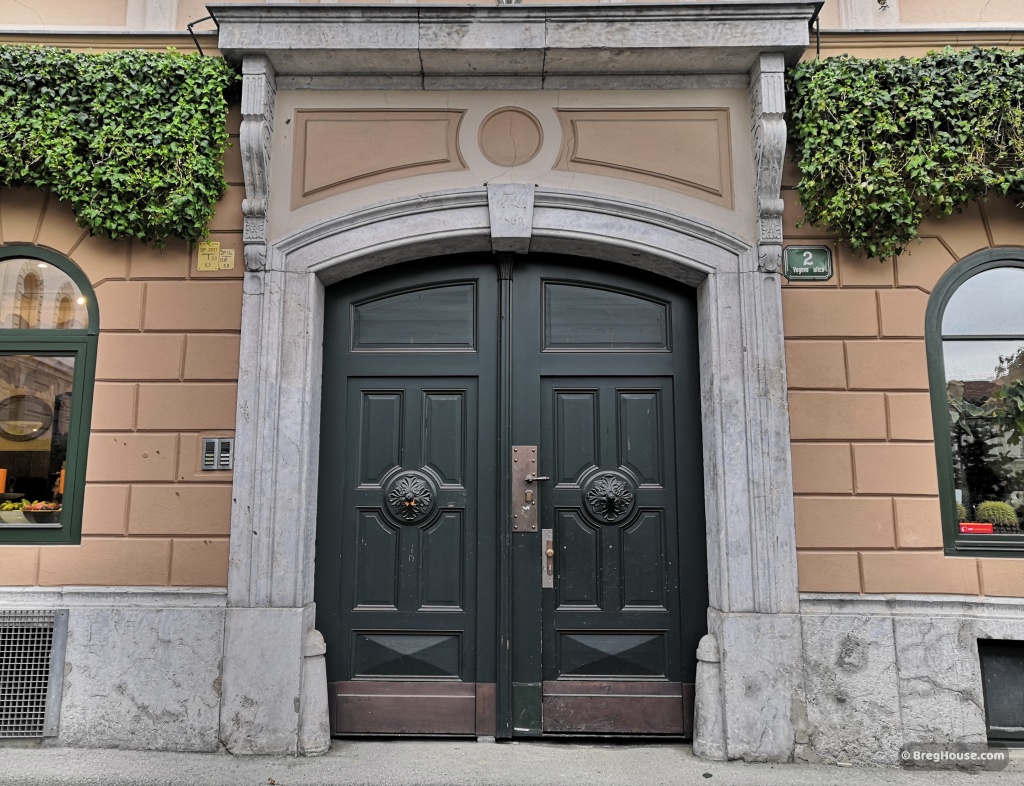 Grand double door in Ljubljana, Slovenia